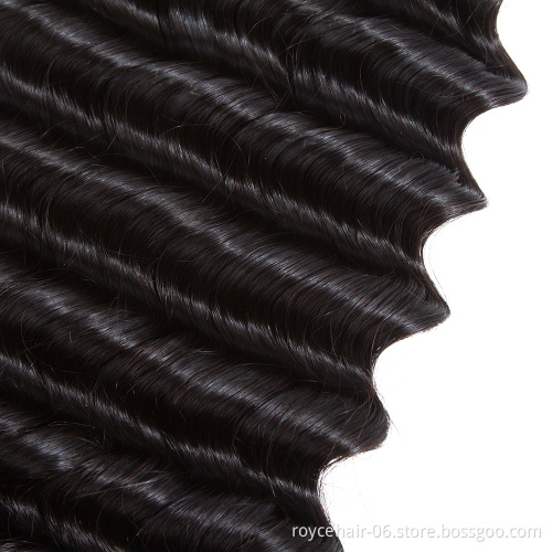 Royce Unprocessed Virgin 100% Human Hair  Brazilian Hair Bundles with Lace Closure Loose Deep Wave